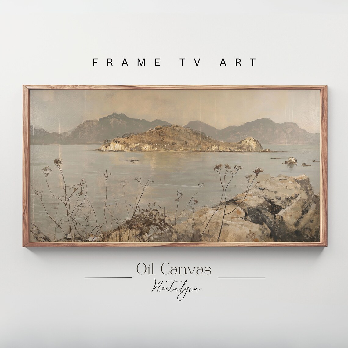 Frame Tv Art Vintage Beach Oil Painting Summer Sea Art Ocean Frame Tv Art Costal Landscape Blue Nautical Seascape