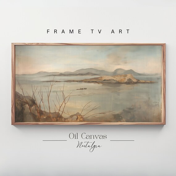 Frame Tv Art Vintage Beach Oil Painting Summer Sea Art Ocean Frame Tv Art Costal Landscape Blue Nautical Seascape