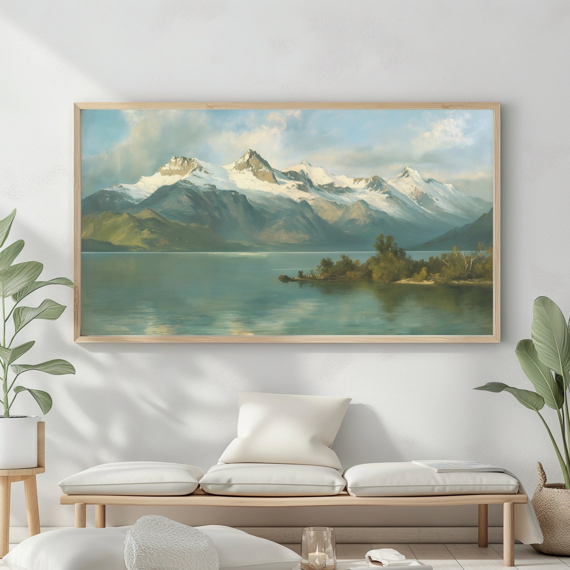 Mountain Landscape Frame Tv Art Vintage Rustic Scenery Oil Painting Farmhouse Decor Nature Wall Art Instant - Image 2