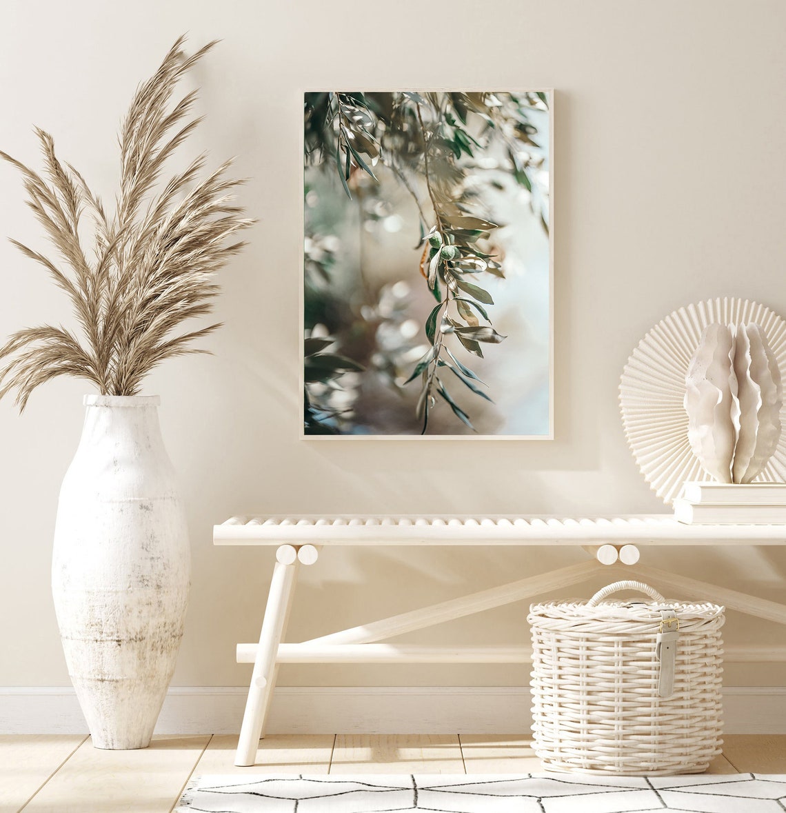 Olive Branch With Green Olives Soft Botanical Photography Poster - Image 4