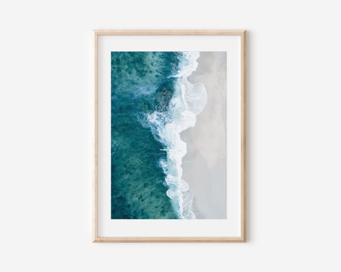 Aerial Ocean Print Art, Coastal Beach Wall Art