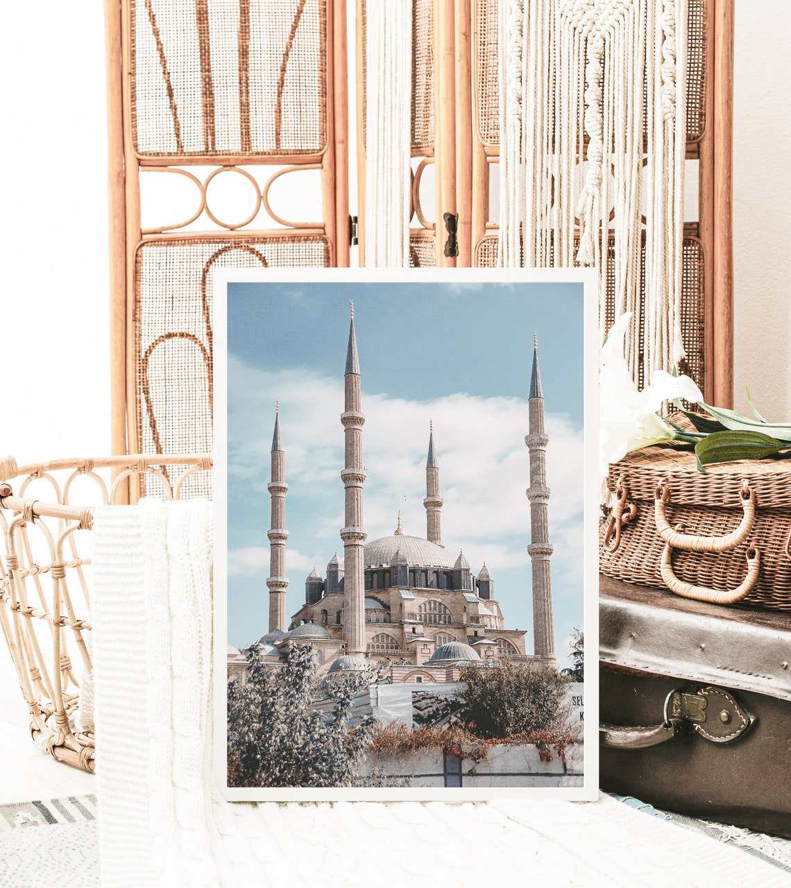 Grand Ottoman Mosque Four Minarets Domed Architecture Travel Poster - Image 3