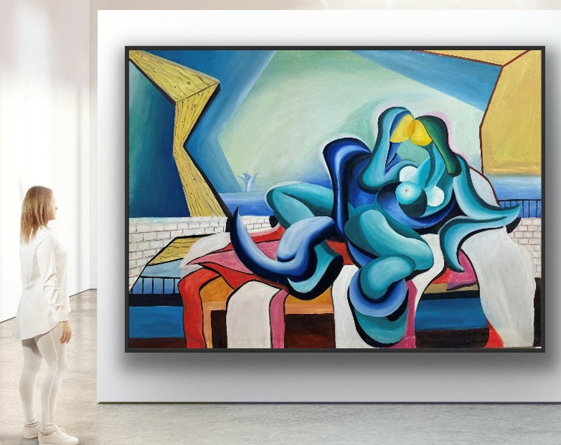 Romantic Couple Painting Erotic Art Painting Nude Art Figurative Painting Unique Style Of Badarny Colorful Painting