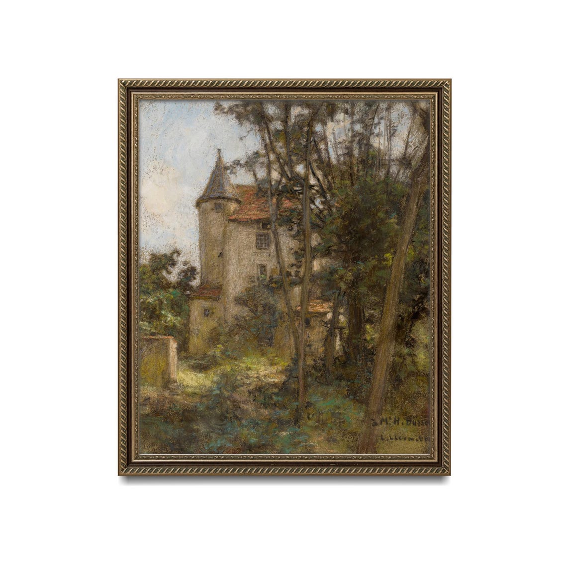 Vintage European Castle Tower Romantic Landscape Painting Poster