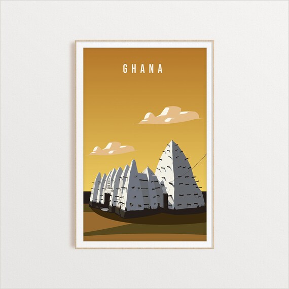 Ghana Country Poster Art City Wall Art Country Art Country Poster Country Print Country Art Ghana Travel Illustration