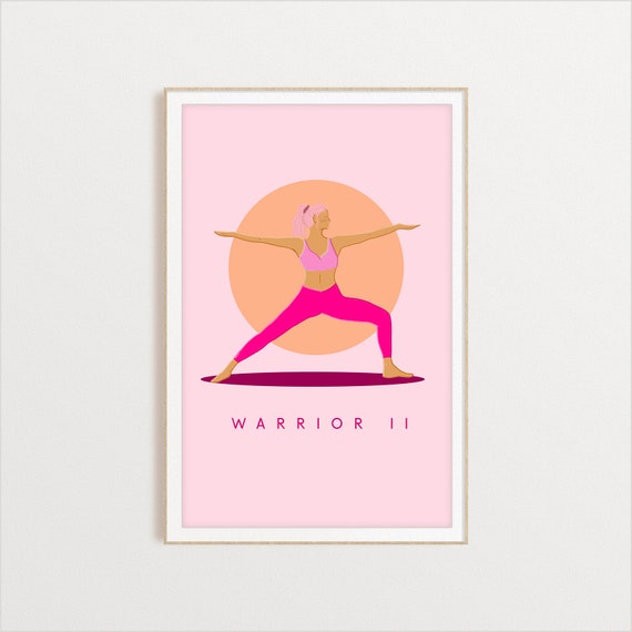 Yoga Warrior Pose Art Print, Studio Decor