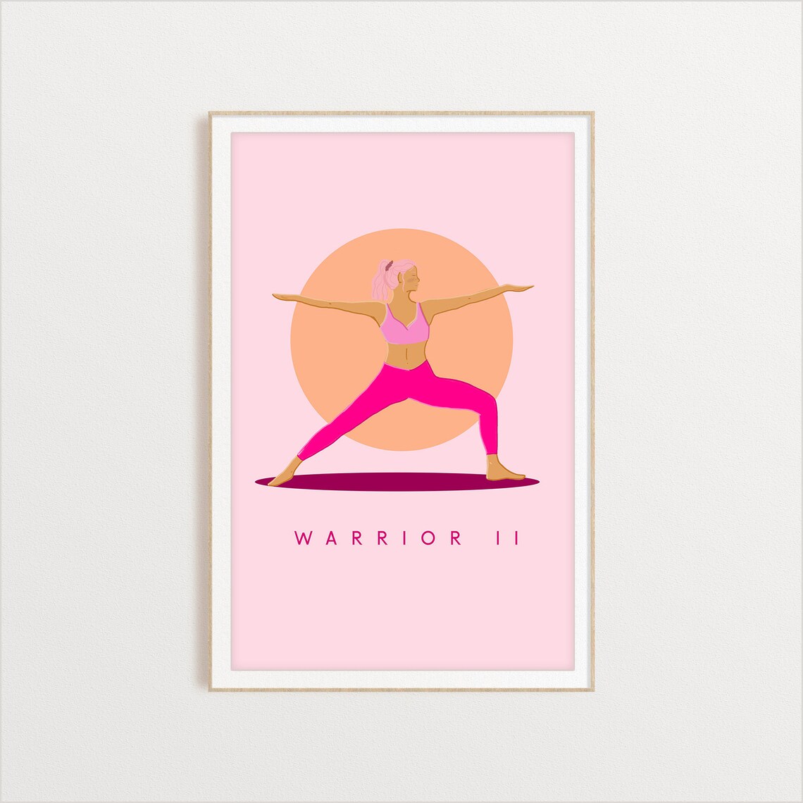 Yoga Warrior Pose Art Print, Studio Decor