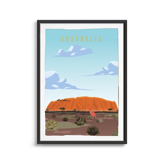 Australia Country Poster, Travel Art Print