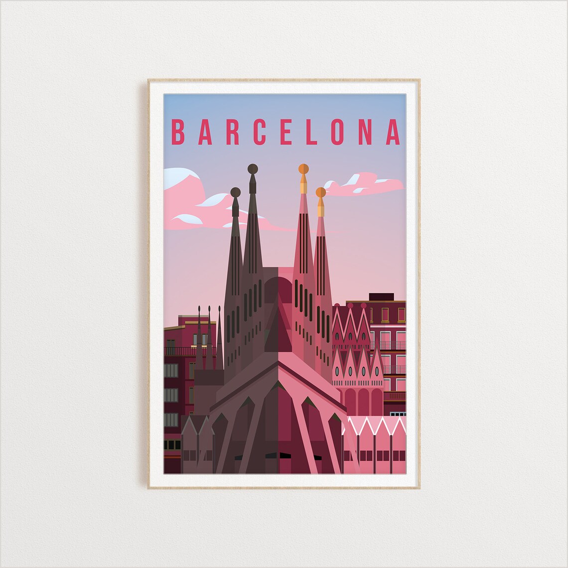 Barcelona City Poster, Travel Illustration Art Print