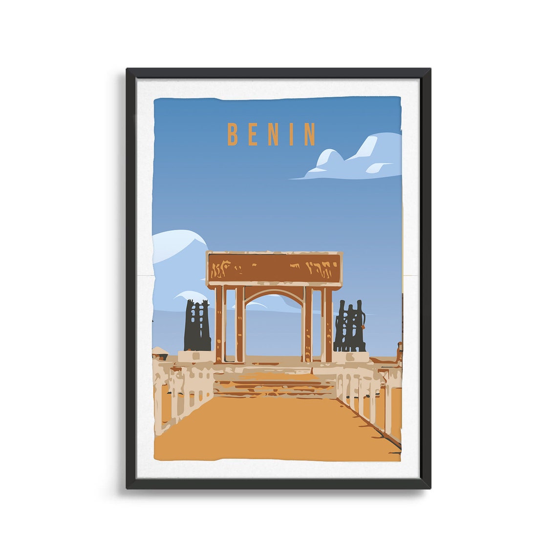 Benin Vintage Travel Art Monument Memorial Gate History Poster