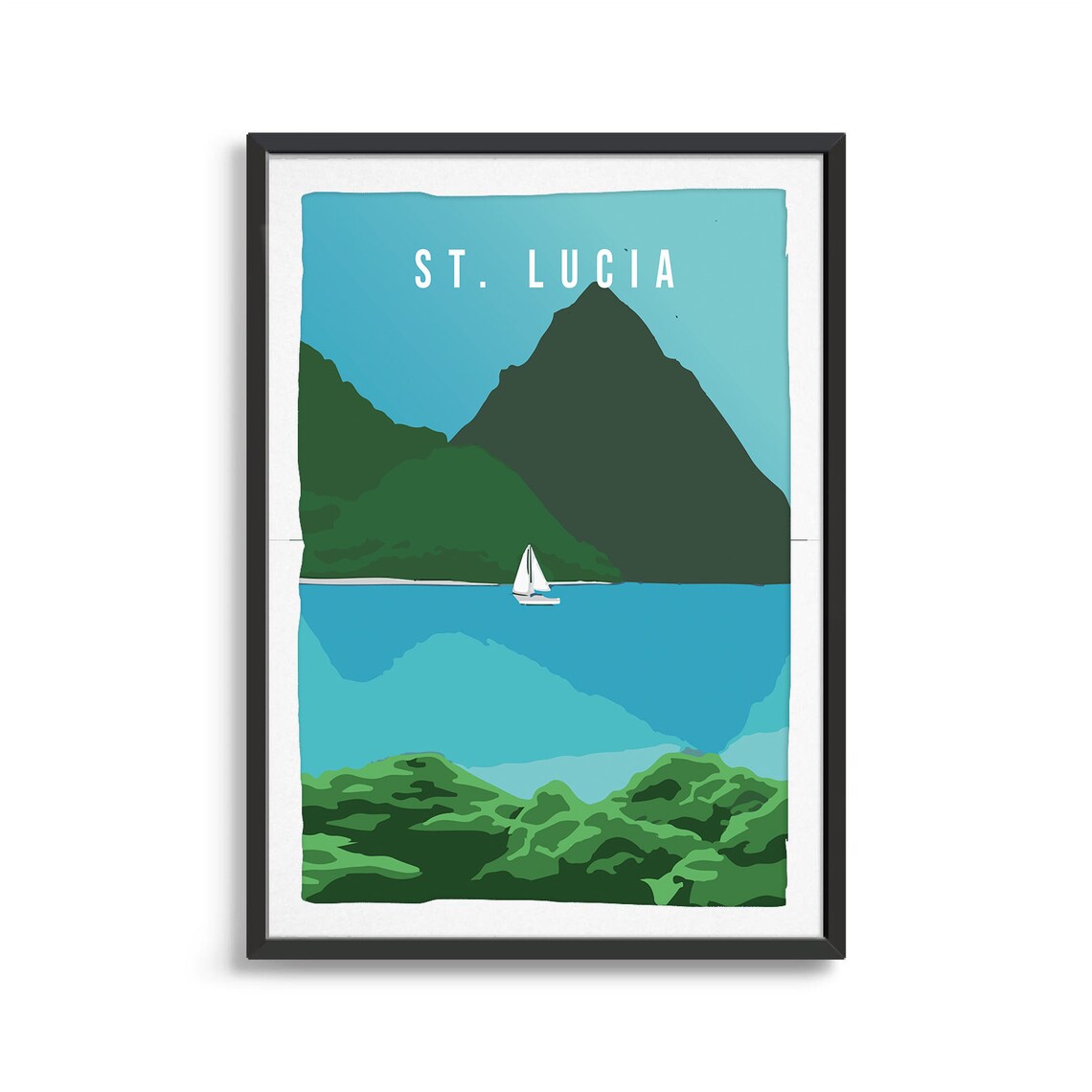 St Lucia Island Travel Poster, World Art Print