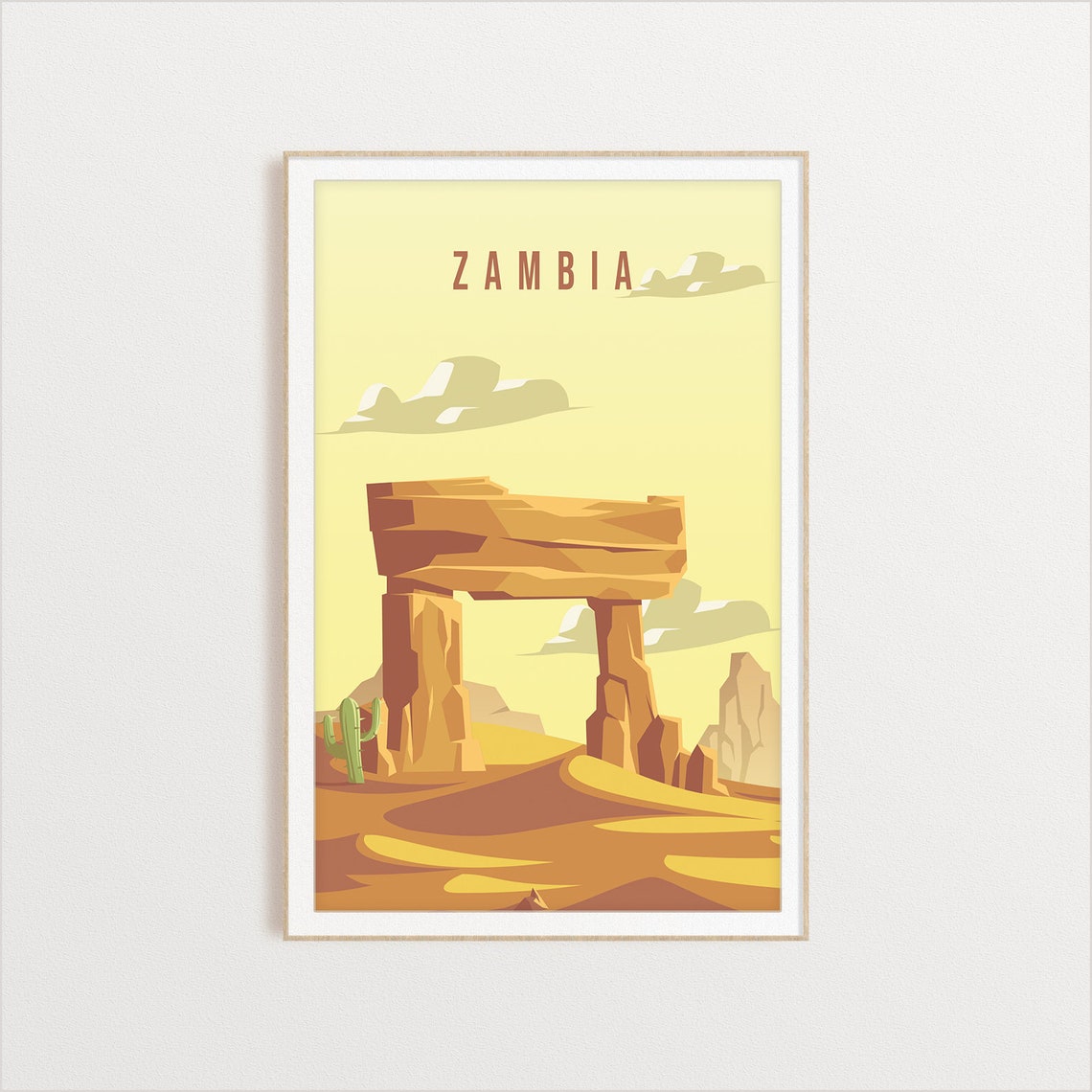 Zambia Country Poster Art City Wall Art Country Art Country Poster Country Print Country Art Zambia Travel Illustration