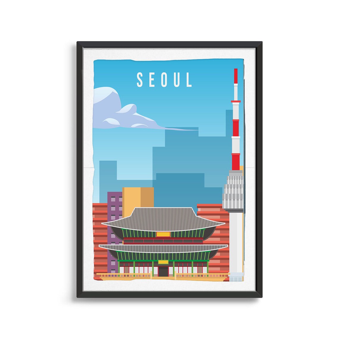 Seoul City Travel Poster, South Korea Art Print - Image 2