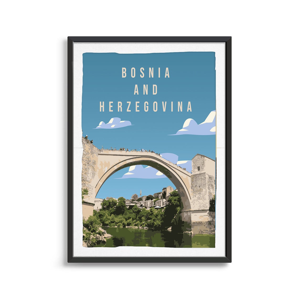 Bosnia And Herzegovina Poster Country Art Country Wall Art Country Print Country Poster Country Print Travel Gift Travel Illustration