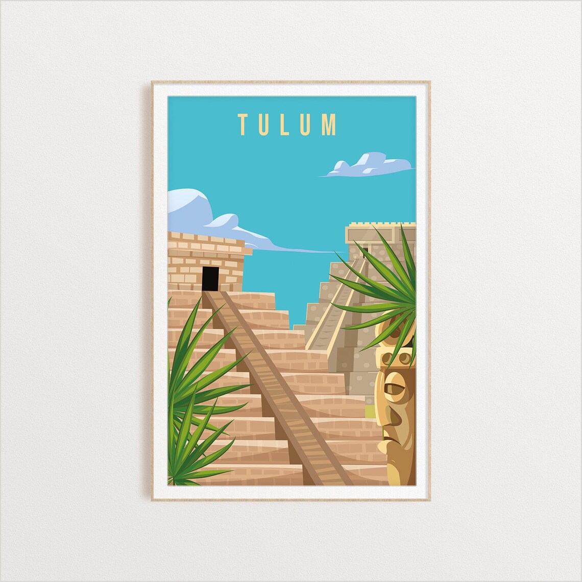 Tulum City Poster, Mexico Travel Illustration