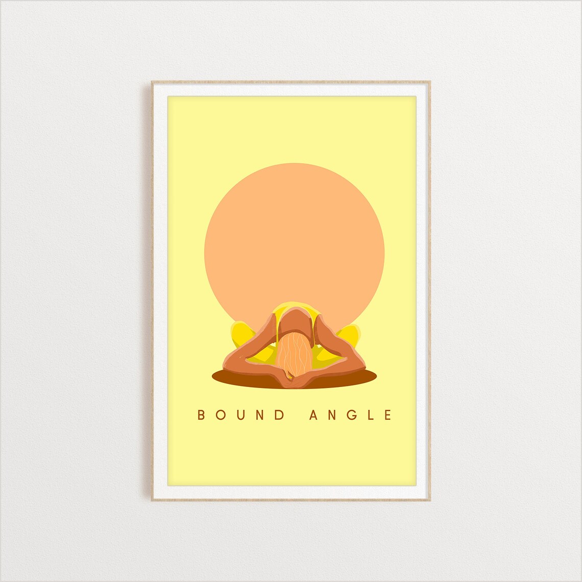 Bound Angle Retro Yoga Seated Stretch Sun Circle Flat Illustration Print