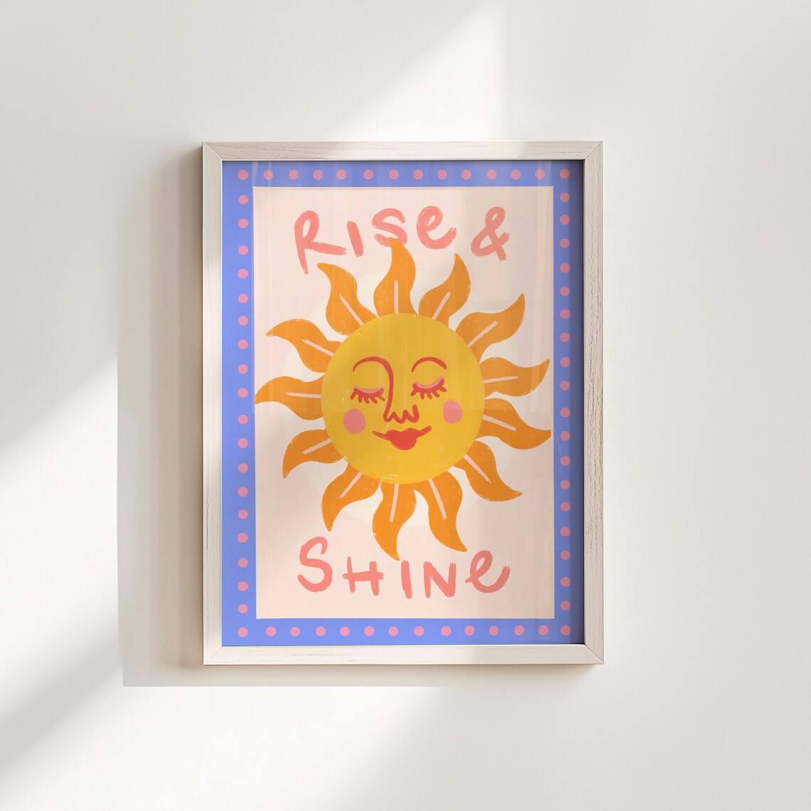 Rise And Shine Smiling Sun Retro Nursery Boho Kids Morning Affirmation Poster