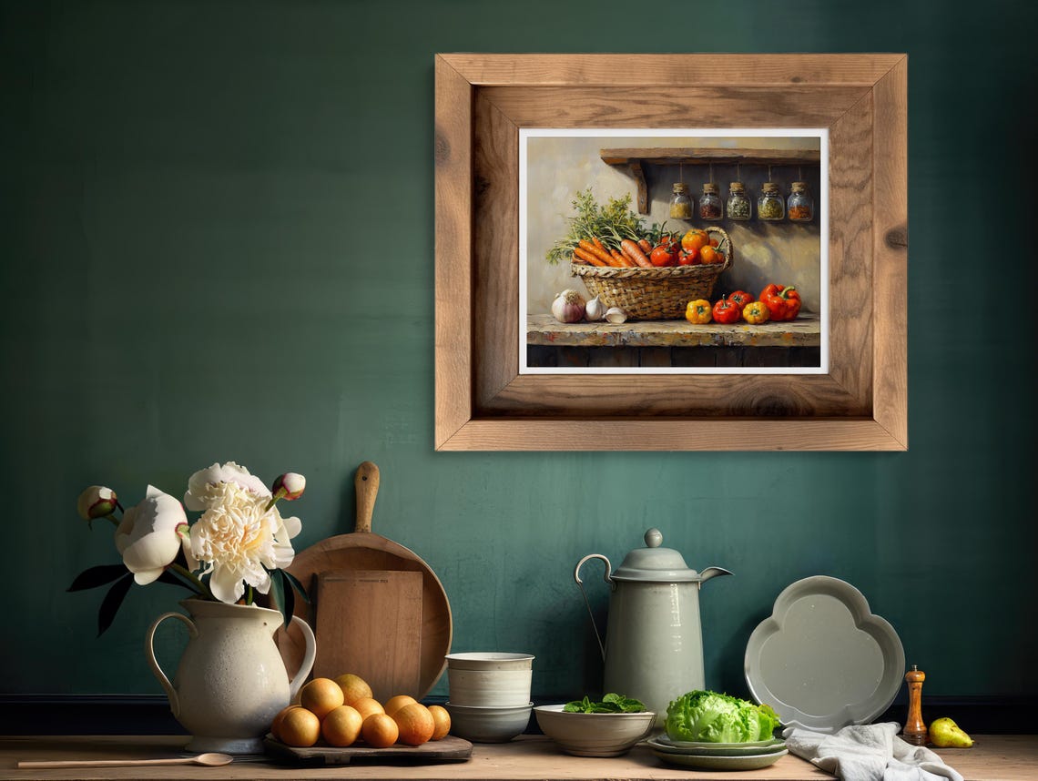 Woven Basket Of Fresh Vegetables Rustic Farmhouse Kitchen Poster - Image 2