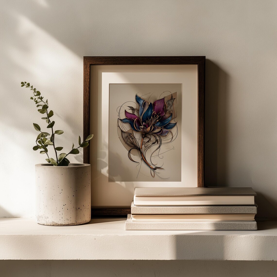 Surreal Cosmic Bloom Flower Art Deco Style Ethereal Floral Poster - Image 2