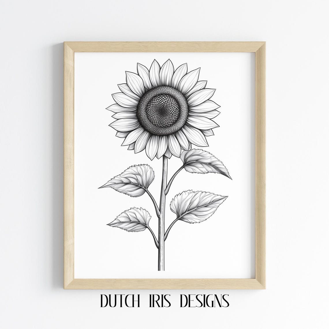 Black And White Sunflower Line Art Minimalist Botanical Poster