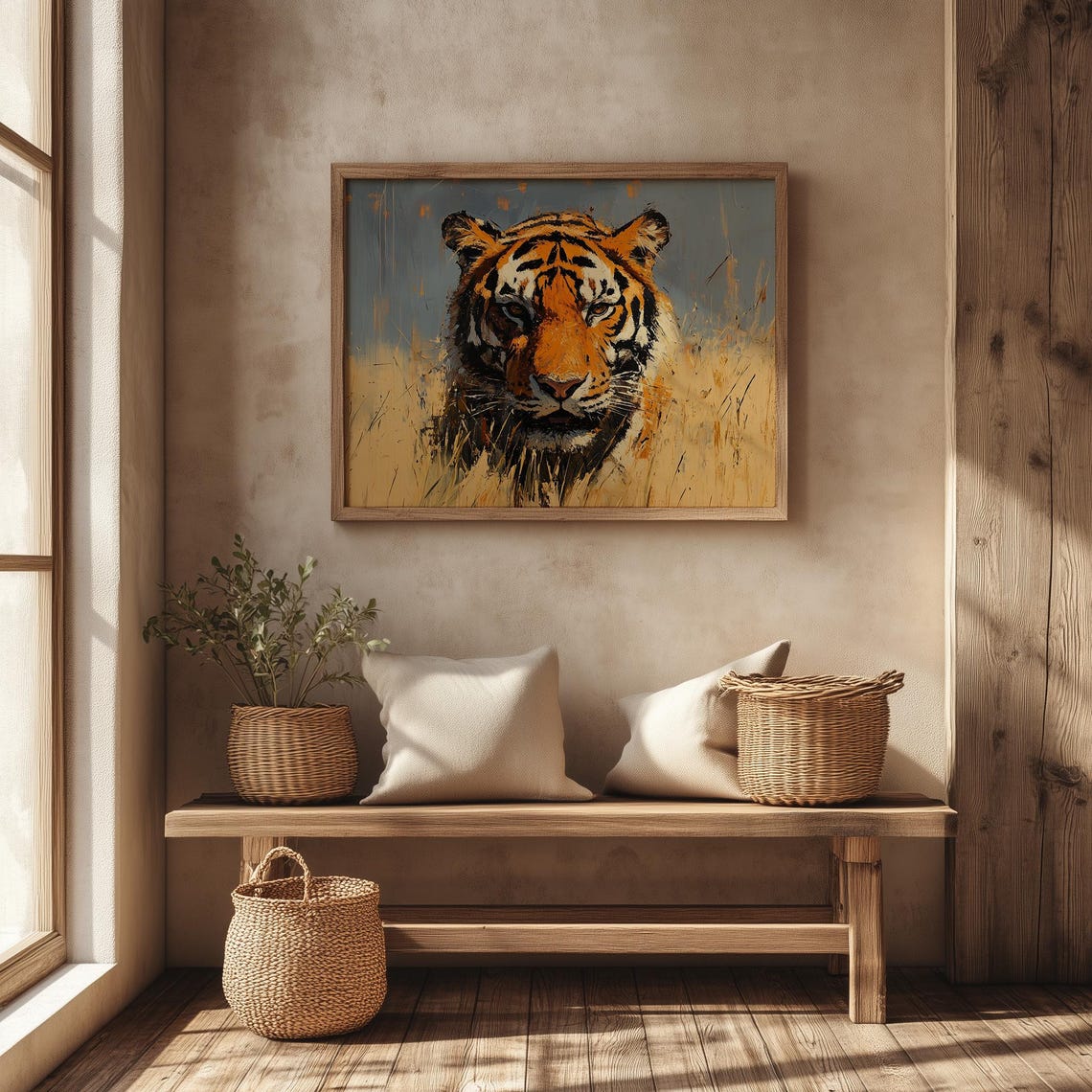 Majestic Tiger In Tall Golden Grass Dramatic Wildlife Portrait Poster - Image 4