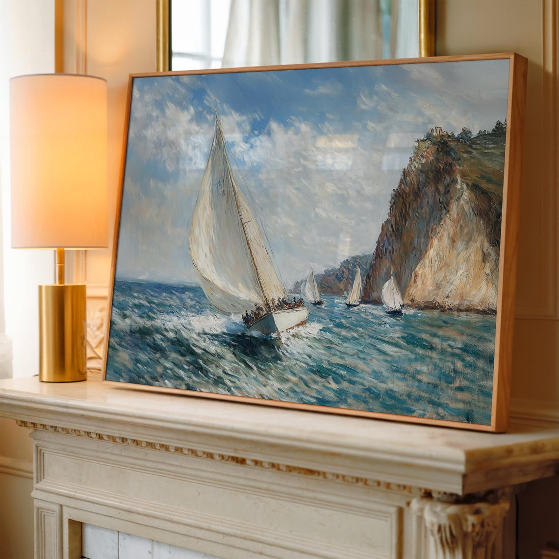 Impressionist Sailing Boat Coastal Breeze Ocean Painting Poster - Image 3
