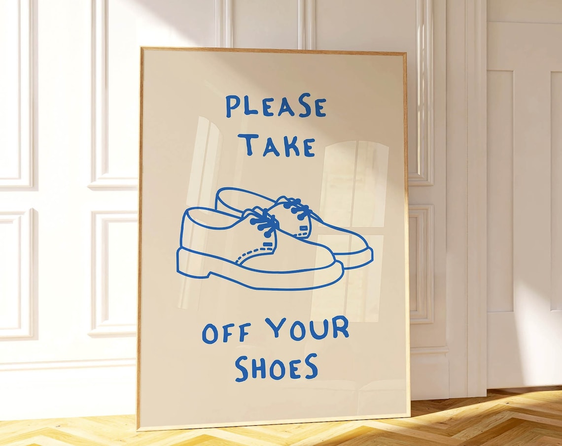 Please Take Off Your Shoes Quote Poster, Retro Minimalist