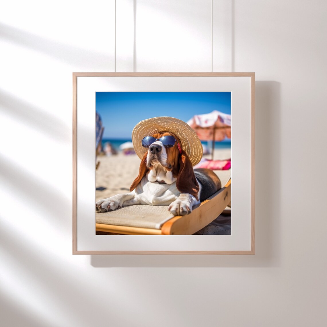 Basset Hound Relaxing On The Beach Art Print - Image 3