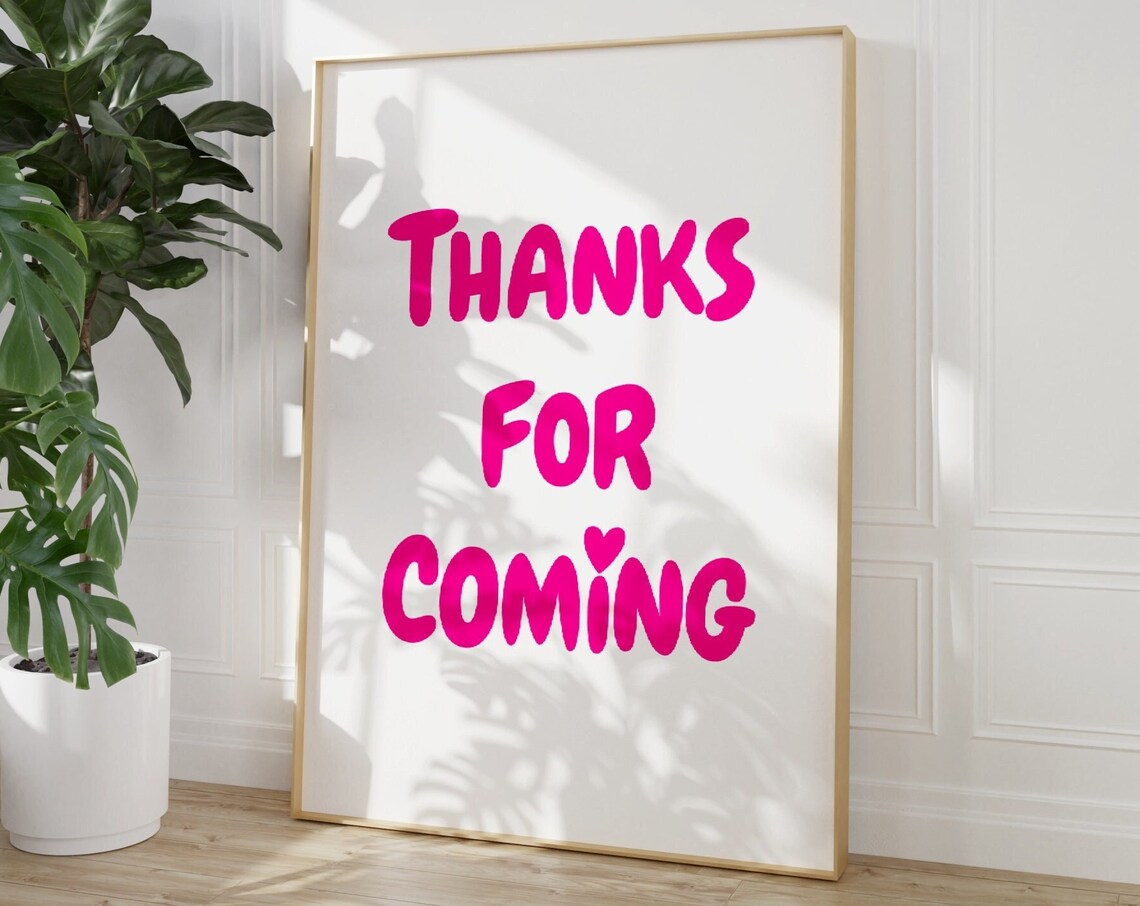 Thanks for Coming Hot Pink Bubble Letter Goodbye Quote Poster - Image 4