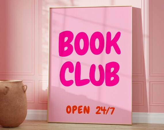 Book Club Print Book Lovers Gift Print Trendy Reading Corner Poster Cute Book Club Decor Book Lover Wall Art Retro Aesthetic Books Art