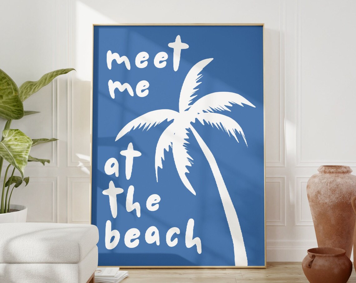 Meet Me At The Beach Coastal Typography Art Print - Image 3