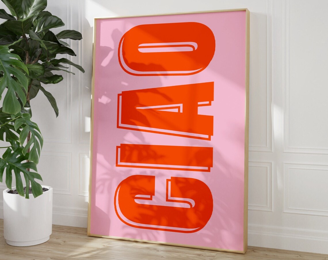 Ciao Typography Art Print, Bauhaus Italian Phrase