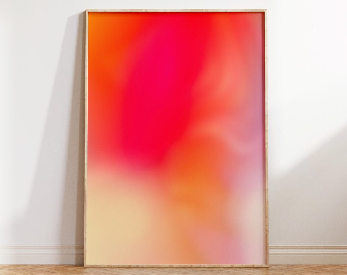 Red Orange Aura Gradient Blur Abstract Fiery Glow Wall Decor Poster