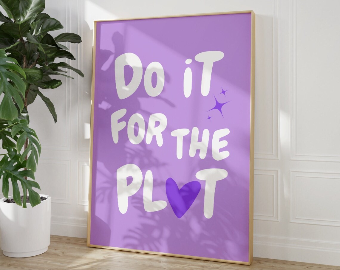 Do It For The Plot Retro Poster, Lavender Purple - Image 3