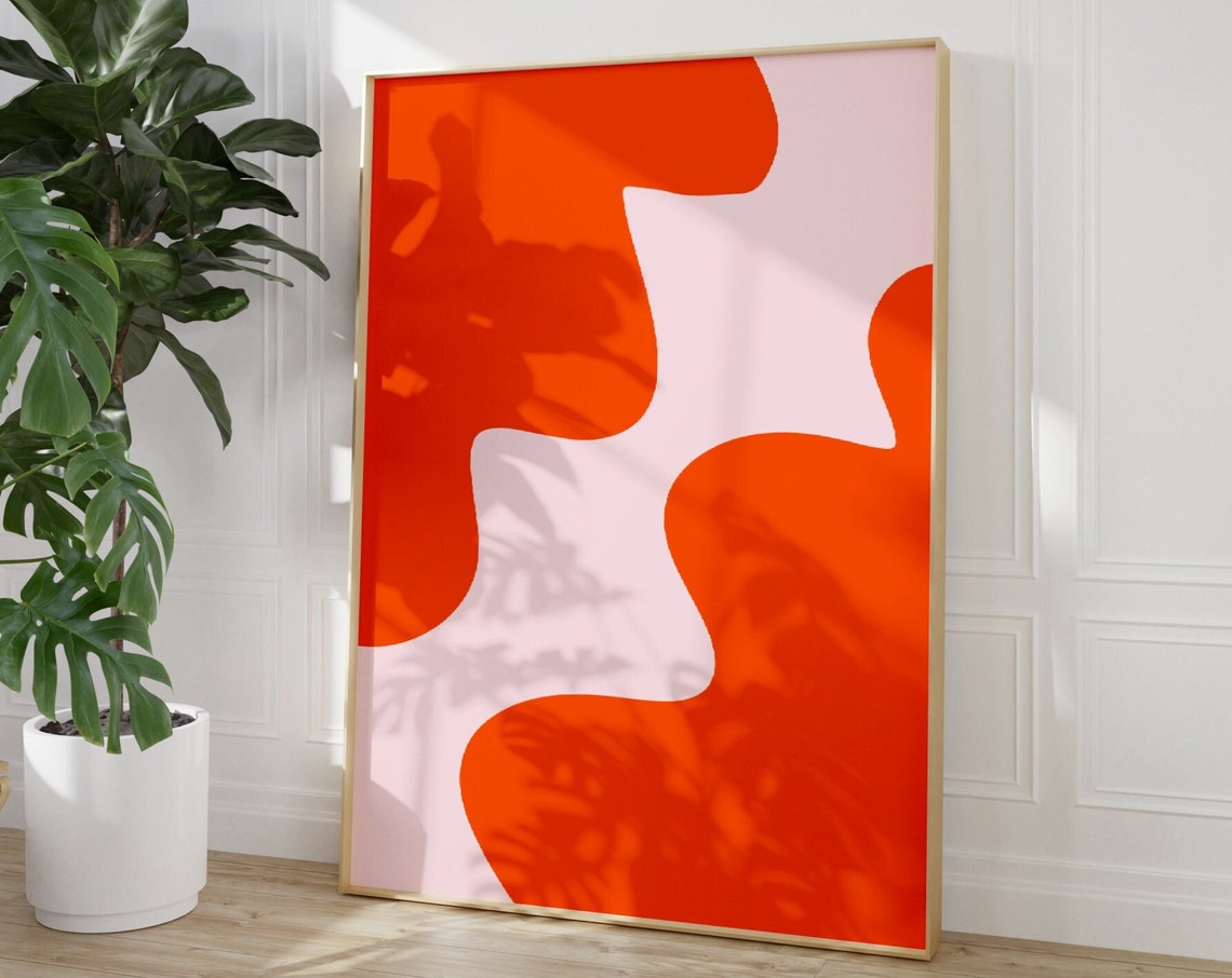 Burnt Orange Wavy Abstract Organic Shape Groovy Retro Poster - Image 4