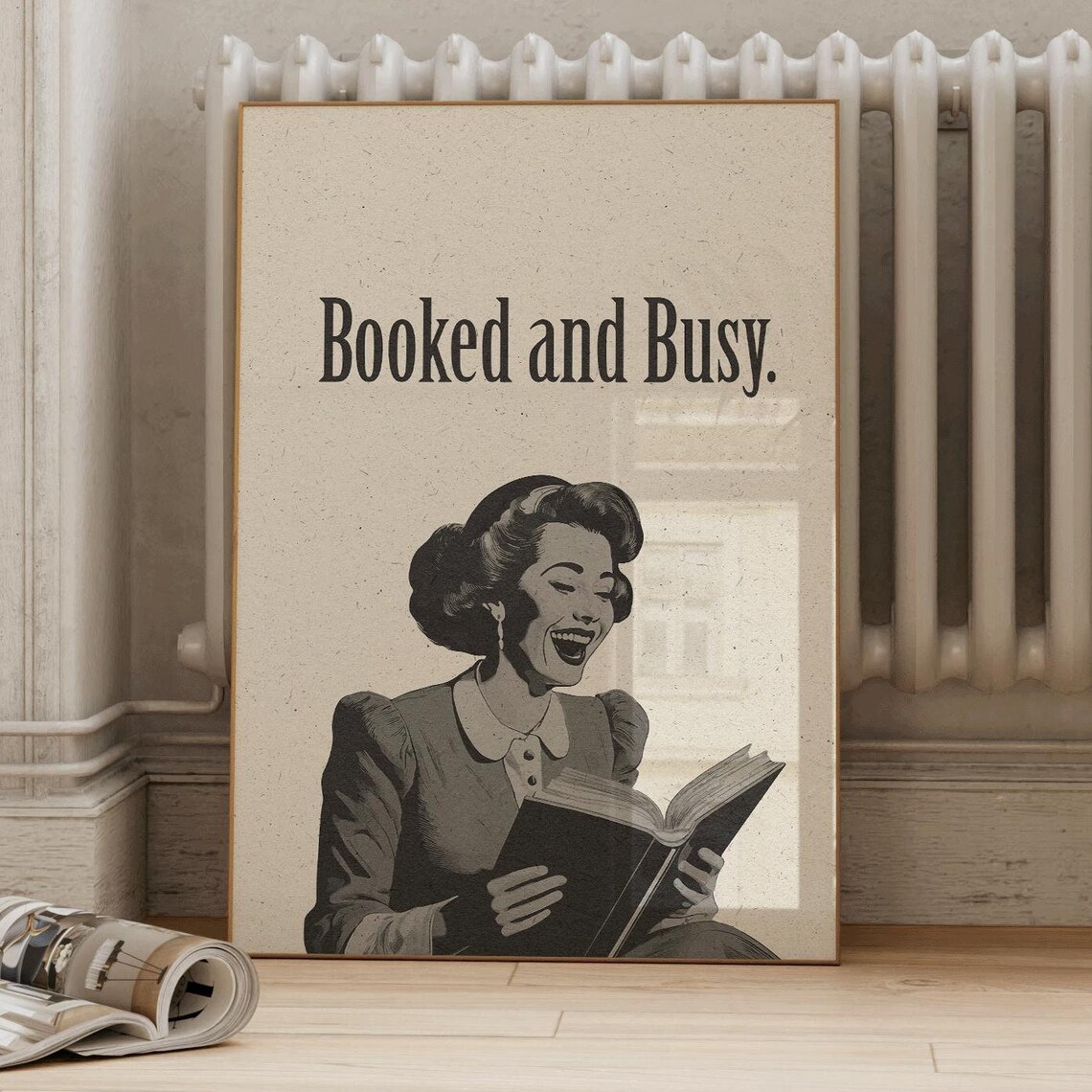 Booked And Busy Retro Illustration, Vintage Poster