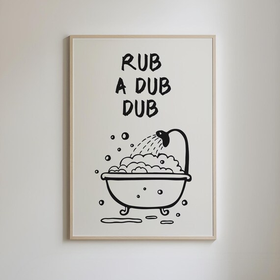 Rub A Dub Dub Print Trendy Bathroom Decor Funky Bathroom Print Funny Bath Tub Poster Colorful Retro Bathroom Wall Art