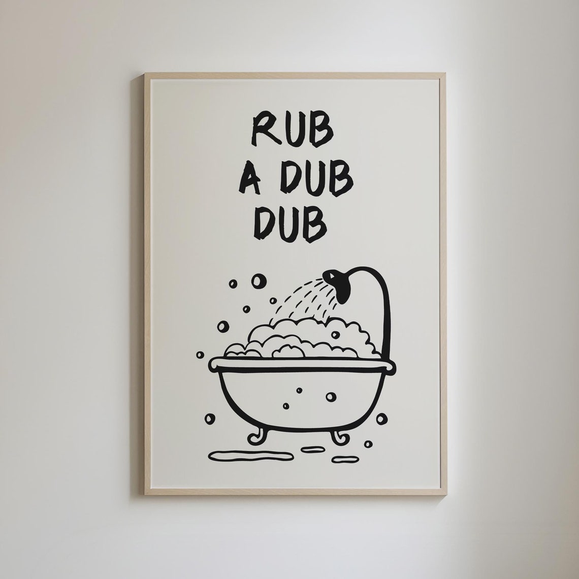 Rub A Dub Dub Clawfoot Tub Bubbles Doodle Funny Bathroom Poster