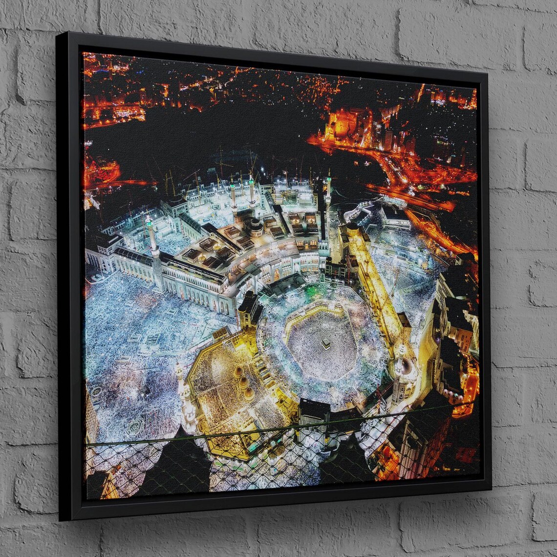 Mecca Grand Mosque Night Aerial View Kaaba Landmark Photo Poster