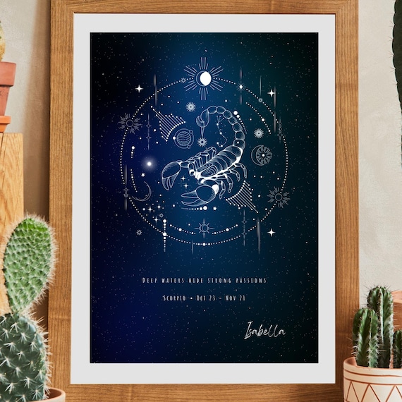 Custom Scorpio Zodiac Constellation Art Print Personalized Astrology Gift