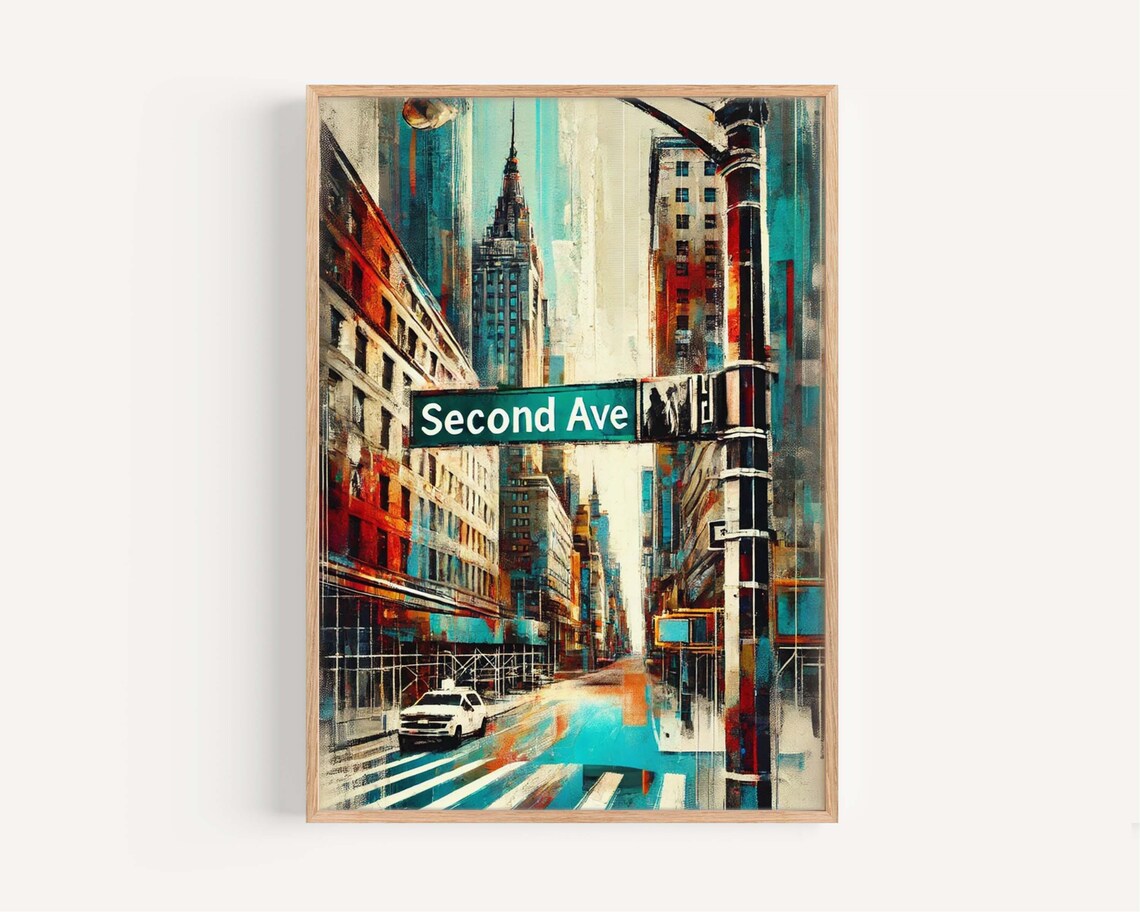 Second Ave Manhattan Chrysler Building NYC Street Sign Art Poster