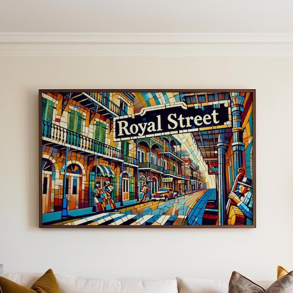 Royal Street New Orleans Louisiana Cubism Travel Poster Mosaic