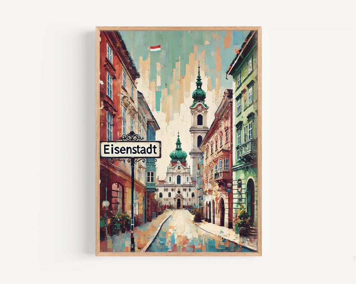 Eisenstadt Austria Charming Old Town Street Colorful Art Poster