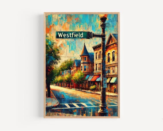 Westfield Wall Art Print New Jersey Travel Poster Usa Map Decor Housewarming Gift State Nj Home
