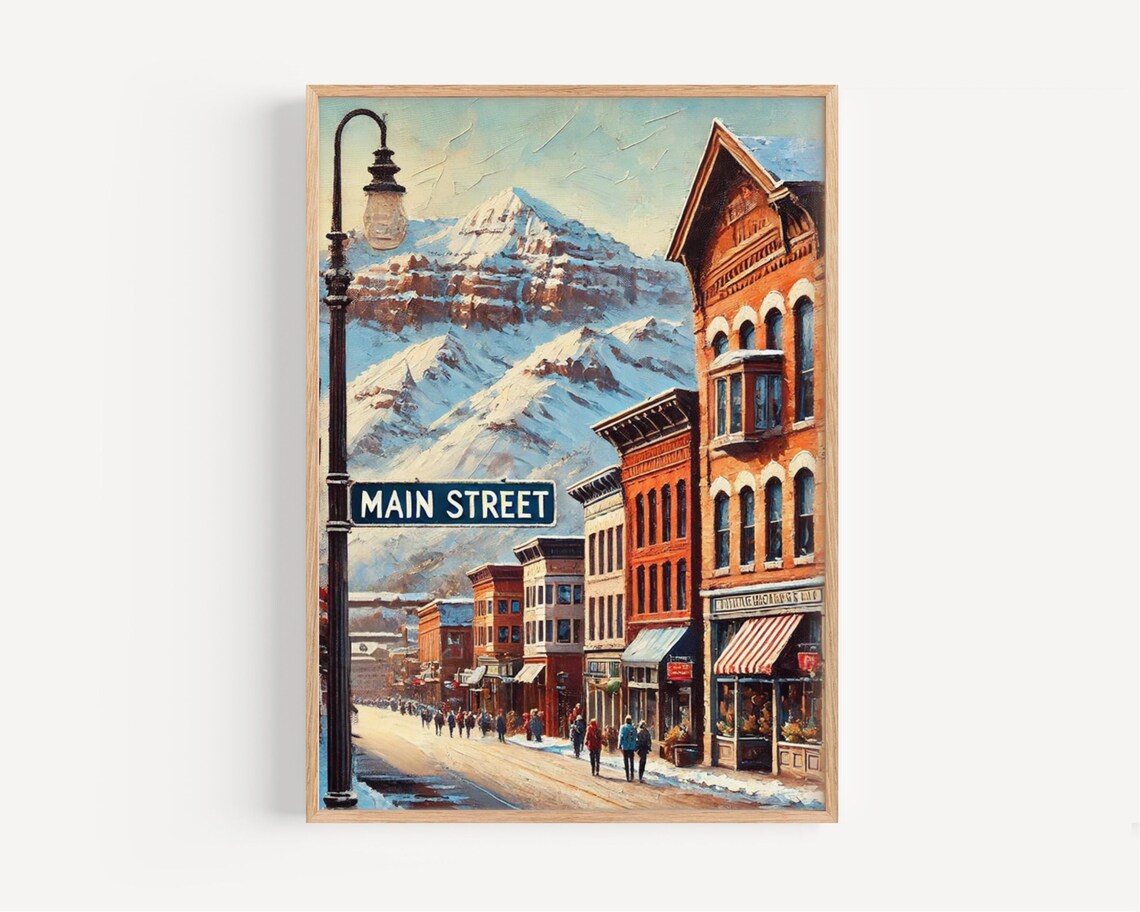 Park City Main Street Utah Snowy Mountain Town Winter Poster