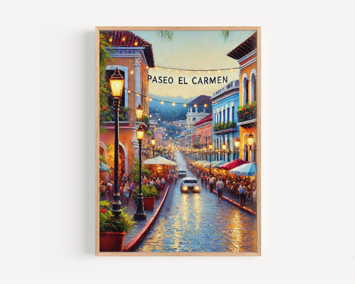 Paseo El Carmen Santa Tecla El Salvador Evening Lights Poster
