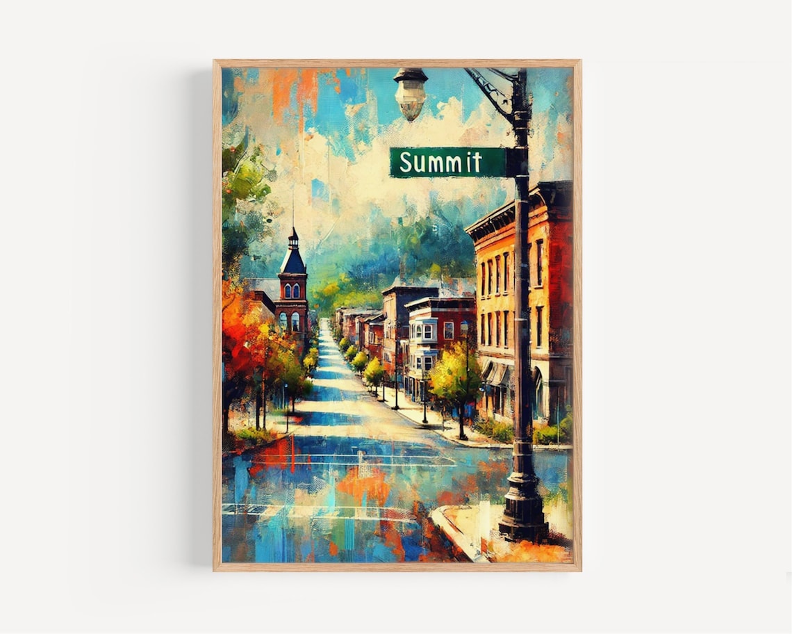 Summit New Jersey Main Street Impressionist Colorful Town Poster