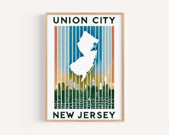 Union City Print New Jersey Wall Art Travel Home Decor College Dorm Gift Housewarming Present