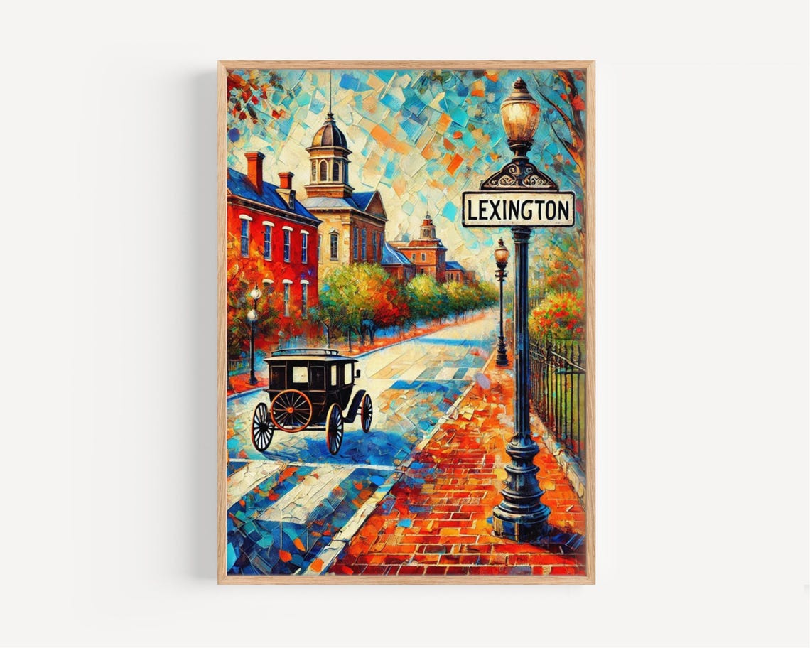 Lexington Virginia Historic Street Vibrant Mosaic Travel Poster