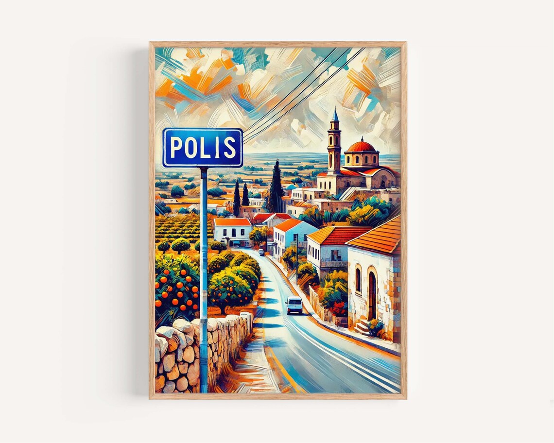 Polis Cyprus Hillside Village Street Orange Groves View Poster